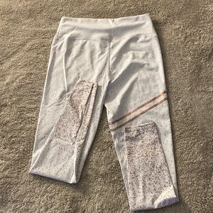 White Leggings with Gold Print